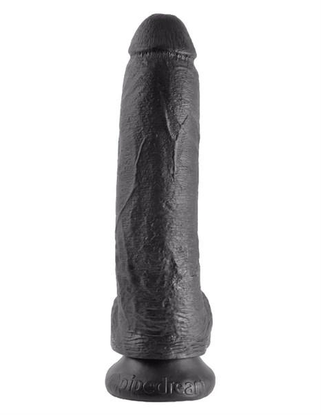 Чёрный фаллоимитатор 9  Cock with Balls - 22,9 см. - фото 286172