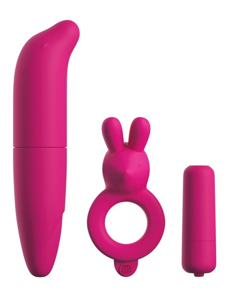 Ярко-розовый вибронабор для пар Couples Vibrating Starter Kit - фото 288482