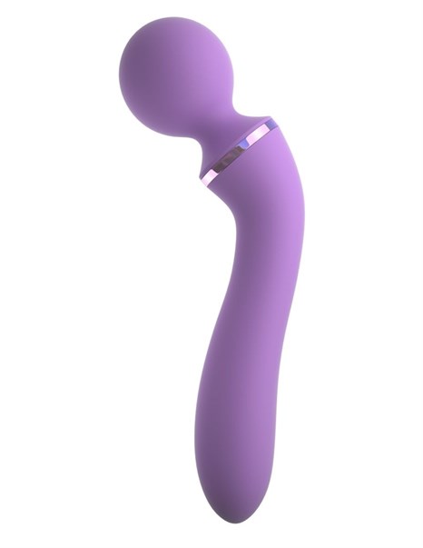 Фиолетовый двусторонний вибростимулятор Duo Wand Massage-Her - 19,6 см. - фото 290669