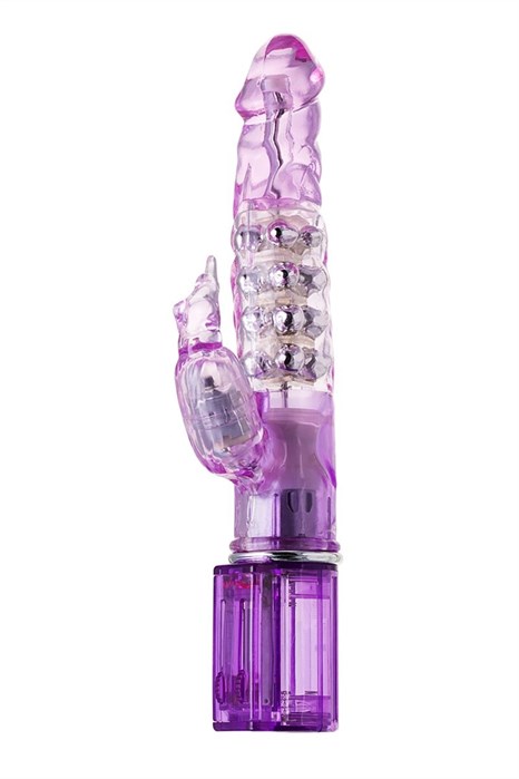 Фиолетовый хай-тек вибратор High-Tech fantasy с бусинами и отростком - 27,2 см. - фото 290815