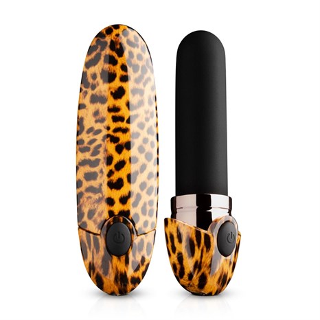 Леопардовый вибромассажер-помада Asha Lipstick Vibrator - 10 см. - фото 291286