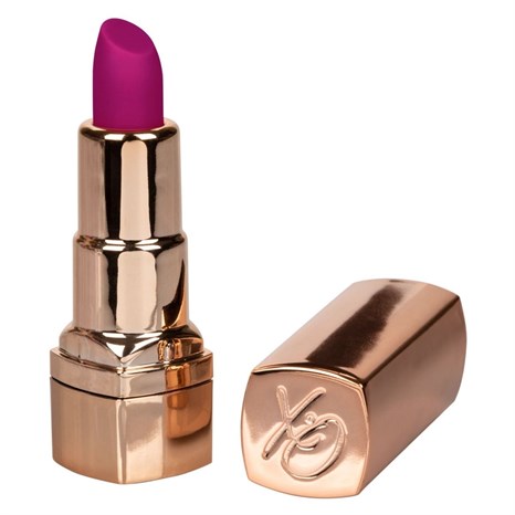 Золотистый вибратор-помада с пурпурным мягким кончиком Hide   Play Rechargeable Lipstick - фото 291811