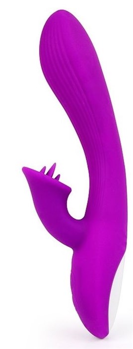 Фиолетовый рельефный вибратор-кролик QUEJOY - 25 см. - фото 292102