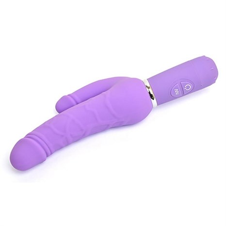 Фиолетовый вибратор Levina Double Penis - 21,5 см. - фото 292503