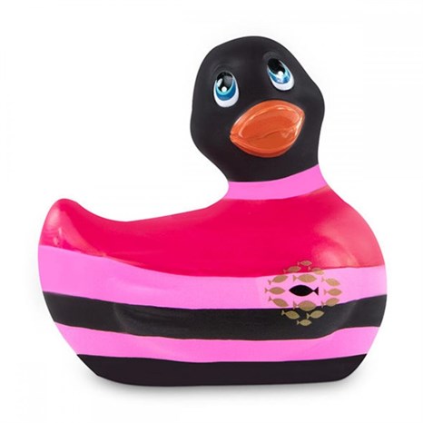 Вибратор-уточка I Rub My Duckie 2.0 Colors с черно-розовыми полосками - фото 293174