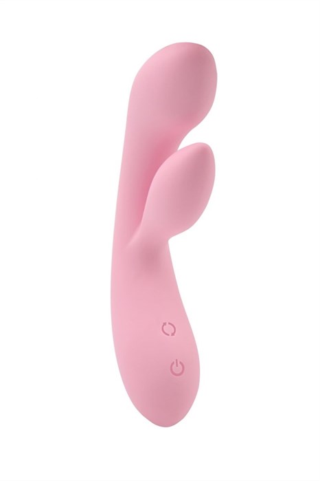 Нежно-розовый вибратор Dual Fulfill Bunny с клиторальным стимулятором - 20,5 см. - фото 293877