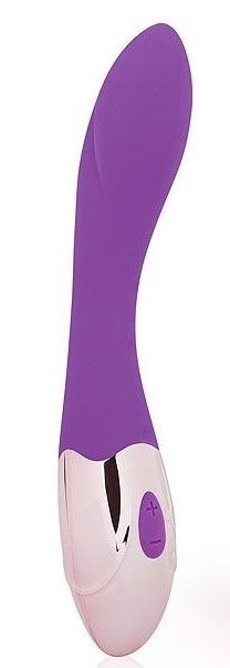 Фиолетовый изогнутый вибромассажер с 10 режимами вибрации - фото 294561