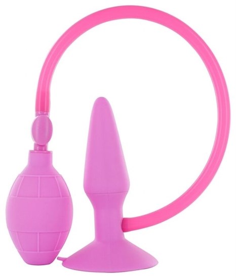 Розовая анальная пробка с расширением Inflatable Butt Plug Small - 10 см. - фото 297090