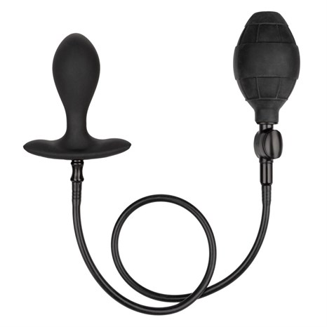 Черная расширяющаяся анальная пробка Weighted Silicone Inflatable Plug M - фото 298741