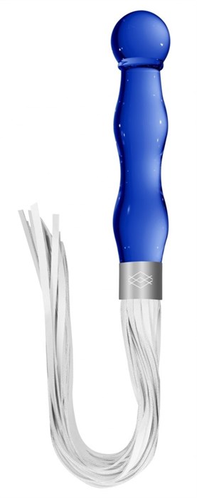 Синий анальный стимулятор-плеть Whipster с белыми хвостами - фото 301453