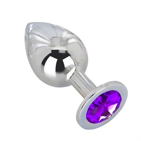 Большой плаг из стали с фиолетовым кристаллом Violet Dream - 9,5 см. - фото 302264