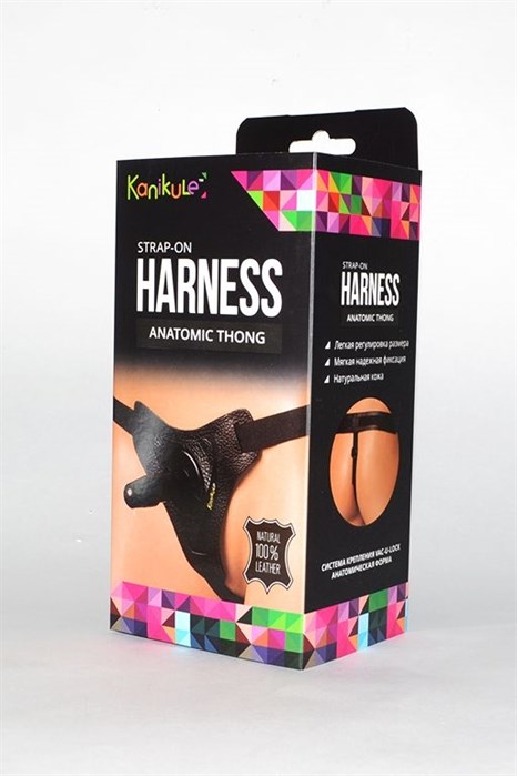 Кожаные трусики с плугом Kanikule Leather Strap-on Harness Anatomic Thong - фото 305554