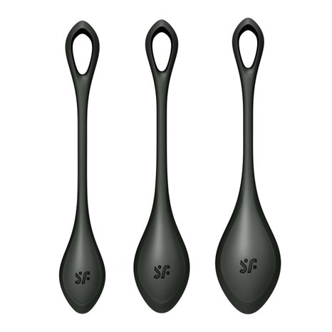 Набор из 3 черных вагинальных шариков Yoni Power 2 - фото 306105