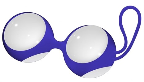 Белые стеклянные вагинальные шарики Ben Wa Medium в синей оболочке - фото 309021
