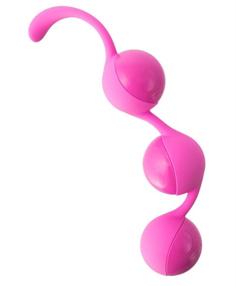 Розовые тройные вагинальные шарики из силикона DELISH BALLS - фото 309108