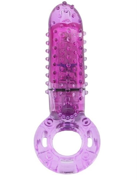 Фиолетовое эрекционное кольцо с вибрацией и пальчиком OYEAH PURPLE - фото 317049
