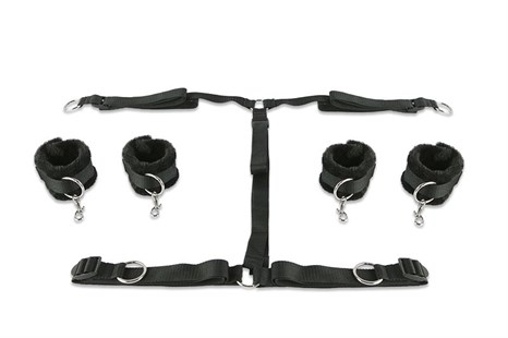 Набор чёрных фиксаторов для рук и ног с мягкой подкладкой - фото 328389