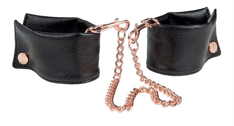 Черные мягкие наручники Entice French Cuffs с цепью - фото 329277