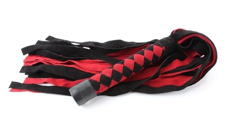 Черно-красная замшевая плеть с ромбами на рукояти - 60 см. - фото 329966