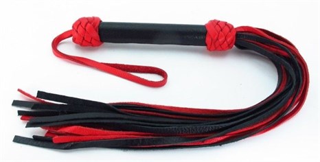 Черно-красная плеть с плетением  турецкие головы  - 60 см. - фото 331755