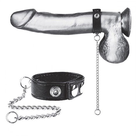 Утяжка на пенис с поводком Snap Cock Ring With 12  Leash - фото 332275