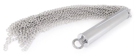Серебристая металлическая плеть с рукоятью-втулкой - 56 см. - фото 332587