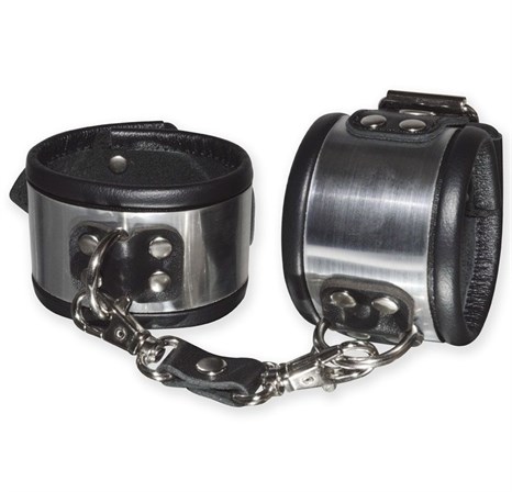 Эффектные серебристо-черные наручники с металлическим блеском - фото 333075