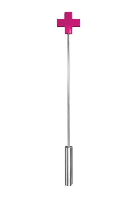 Розовая шлёпалка Leather  Cross Tiped Crop с наконечником-крестом - 56 см. - фото 333179