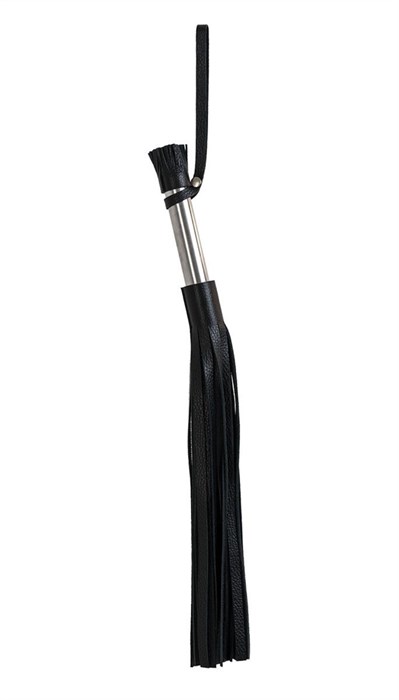 Чёрная кожаная плеть с 24 хвостами и металлической ручкой - 53 см. - фото 333267