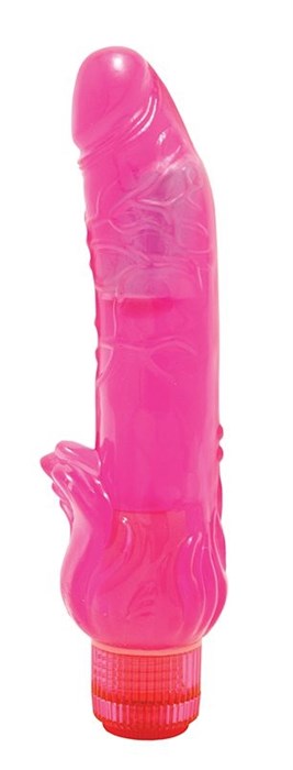 Вибромассажер розового цвета из силикона с усиками для стимуляции клитора - 20,3 см. - фото 383833