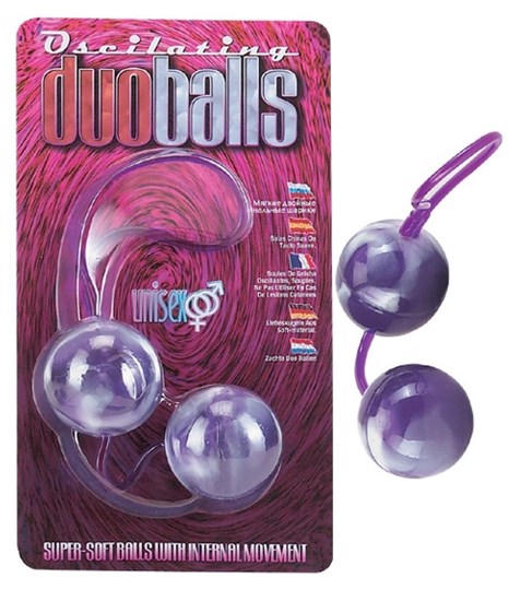 Фиолетово-белые вагинальные шарики со смещенным центром тяжести - фото 383835