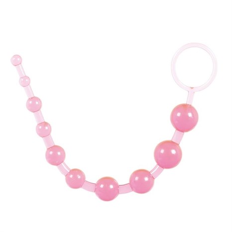 Розовая анальная цепочка из 10 шариков - 30 см. - фото 384114