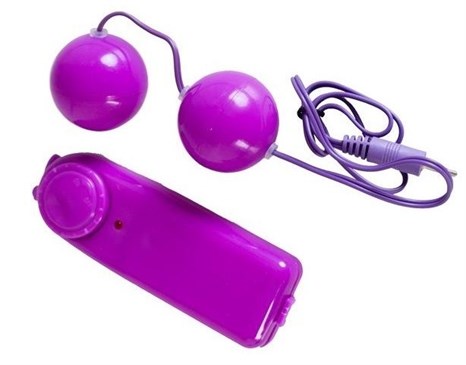 Фиолетовые вагинальные шарики с вибрацией - фото 384578