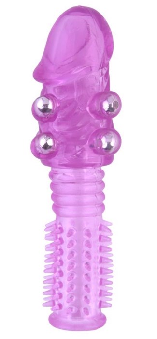 Фиолетовая стимулирующая насадка с шипами и шишечками - 13,5 см. - фото 385231