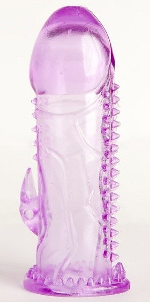 Фиолетовая гелевая насадка с шипами - 13 см. - фото 385278