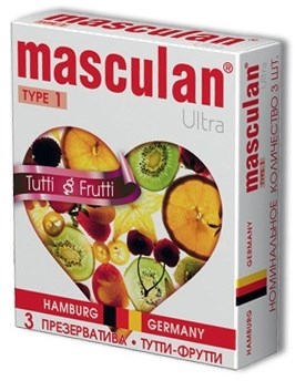 Жёлтые презервативы Masculan Ultra Tutti-Frutti с фруктовым ароматом - 3 шт. - фото 385328