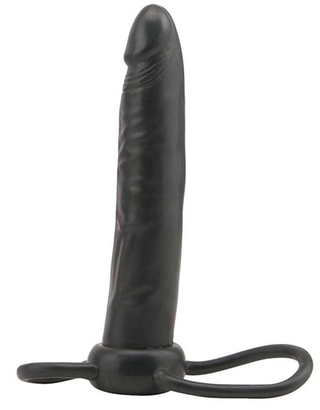 Чёрная насадка на пенис для анальной стимуляции WHATA MAN - 16 см. - фото 385345