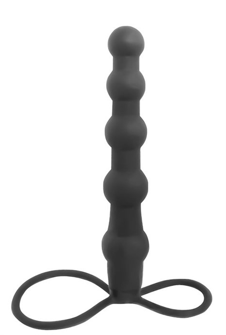 Черная ёлочка-насадка для двойного проникновения Mojo Bumpy - 15 см. - фото 385347