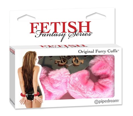 Металлические наручники Original Furry Cuffs с розовым мехом - фото 386492