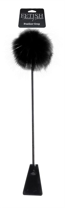 Черный стек Feather Crop с пуховкой на конце - 53,3 см. - фото 386514