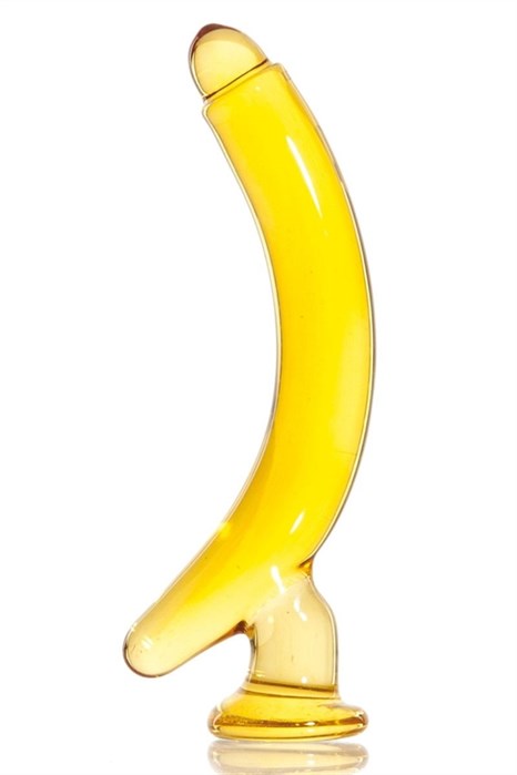 Жёлтый стимулятор-банан из стекла - 17,5 см. - фото 386535