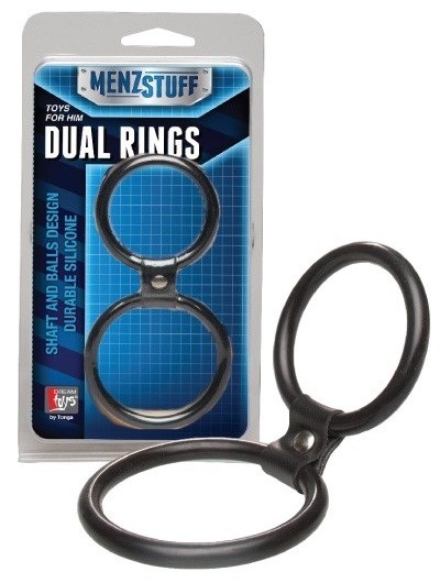 Чёрное двойное эрекционное кольцо Dual Rings Black - фото 386619