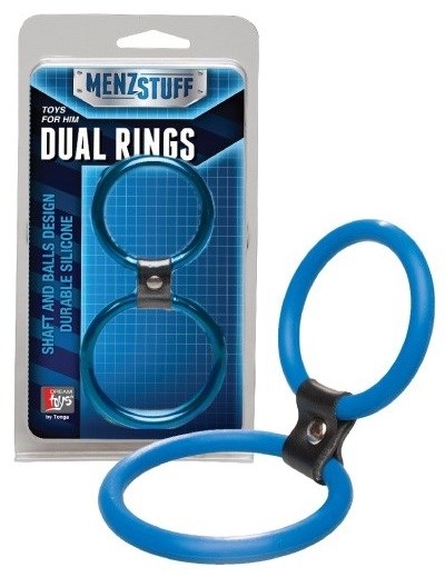 Синее двойное эрекционное кольцо Dual Rings Blue - фото 386622