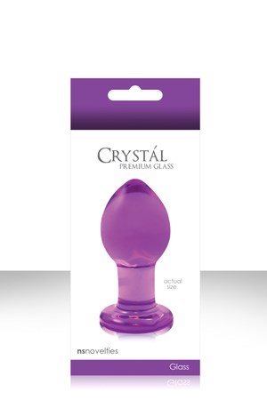 Фиолетовая стеклянная анальная пробка Crystal Medium - 7,6 см. - фото 386662