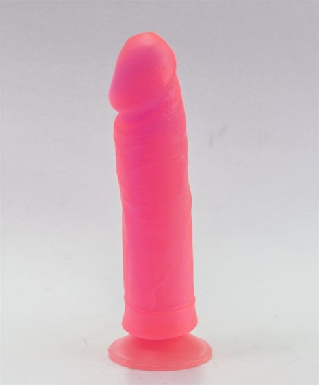 Розовый стимулятор-фаллос на присоске - 20,5 см. - фото 389563