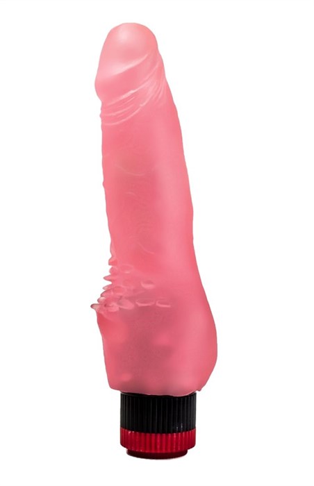 Розовый гелевый вибратор с шипами у основания - 17,8 см. - фото 389869