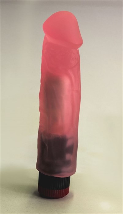 Розовый вибромассажер в виде фаллоса с венками - 18,5 см. - фото 391453
