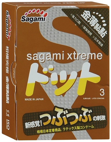 Презервативы Sagami Xtreme Feel Up с точечной текстурой и линиями прилегания - 3 шт. - фото 391965
