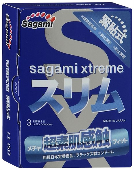 Розовые презервативы Sagami Xtreme Feel Fit 3D - 3 шт. - фото 392236