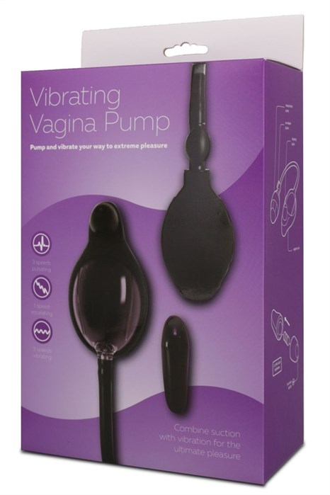 Чёрная вибропомпа для вагины с 7 режимами вибрации VIBRATING VAGINA PUMP - фото 393081